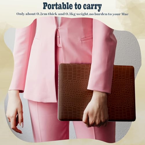 Carcasa MacBook Pro 15 efecto cocodrilo marrón con funda y protector teclado 3