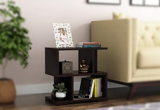 Image of HIGH DOMAIN Modern Wooden Side Table for Living Room | Sofa Side Table & End Table for Home Decor (Brown)