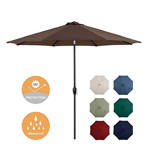 Tempera 10ft Patio Umbrella Outdoor Garden Table Umbrella with Crank and Auto-Tilt Function,8