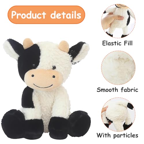 Afenau Kuscheltier Kuh, 22CM Niedliches Plüschtier Kuh, Sitzend Spielzeug, Supersoft Schwarz Weiß Plüschtier für Baby Kinder und Erwachsene Geschenke