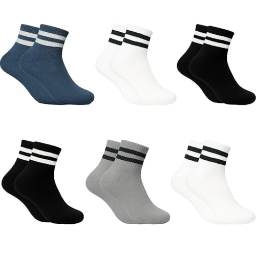 PS PROUTHS 6 Pares Calcetines Deporte Algodón Hombre Mujer | Transpirables Running Gym Fitness | Calcetines Deportivos Cómodos (FR/ES, Números, 35, 40, Regular, Regular, Surtido)
