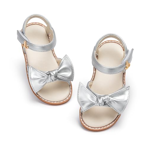 Image of THEE BRON Toddler Girls Sandals Wedding Flower Girl Dress Shoes Open Toe Flats