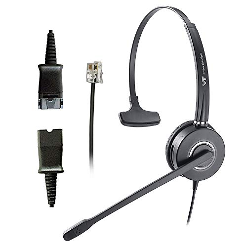 Telephone-Headset Microphone Noise-Cancelling Headphone Hands-Free - Quick Disconnect Call Center IP Phone Headset with RJ09 Cables for Yealink Polycom Avaya Unify Vtech Grandstream Mitel Phones