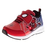 Marvel Spiderman Shoes LED Lightup Shoe - Spidey Sneakers Easy Slipon Laceless Strap Closure Casual Athletic Sneaker for Boys - Red Blue (Size 10 Toddler)