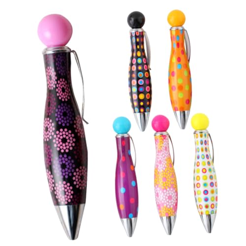 Veemoon 6 Piezas Boliche Bola Mini Bolígrafos Hilado Agarre Miedoso Bolígrafo Azul Pluma Novedosa Pelota Decoración Del Escritorio De Oficina El Plastico
