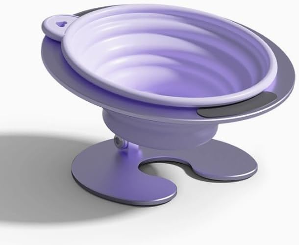 Pet Cat Bowl Rack, Foldable Dog Bowl, Slanted Water and Food Bowl, Portable Neck-Protecting High-Foot Design for Outdoor Use (Green)