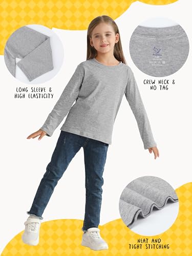 5 Pack Girls Long Sleeve Shirts Cotton T-Shirts Long-Sleeve Tagless Layering Tees for Youth Teen Girls 5-18 Years4