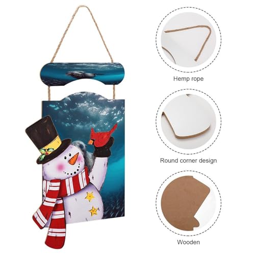 Suspension bois Noël avec lion de mer décoration murale rustique maison - 4