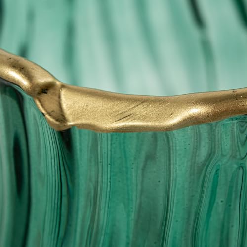 Vase de table en verre vert design centre de table salon doré 31cm - 4