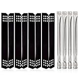 Yiming Grill Replacement Parts for Grillmaster 720-0697, Nexgrill 720-0697, Sunbeam 720-0697 Models, Porcelain Steel Heat Plate Tent Shields, Stainless Steel Pipe Burner Tubes Set, 4 Pack