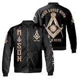 LEHABAFK - Customize Name, Lodge Name A.F. & A.M. Masonic Freemason Bomber Jacket S-5XL