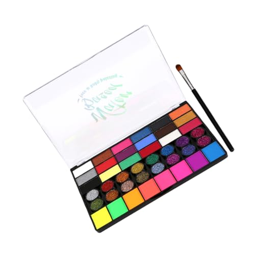 NULYLU 1 Juego Conjunto De Pintura Falso Face Painting Kit Bolígrafos De Pintura Facial Accesorios De Neón Paleta De Rubor Paleta De Pintura De La Cara Equipo Polvo De Pigmento