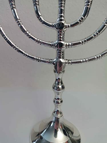 Illuminate Your Home with Elegance - Classic Design Silver Plated Menora (10 Inch, 7 Arm)