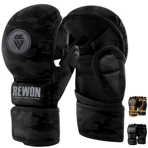 Gants de MMA REWON en cuir pour entraînement de grappling et sparring pour hommes et femmes