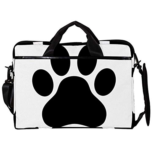 Funda bandolera de portátil de 14 pulgadas con huella de perro y protección acolchada