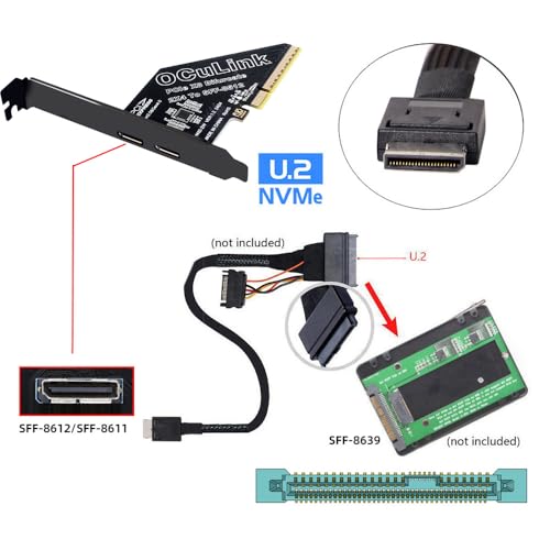 Image of Xiwai PCI-Express 4.0 8X PCIE Detachable to Dual Oculink 4X SFF-8612 SFF-8611 VROC Raid0 Adapter for U.2 SSD eGPU Graphics Card External Dock
