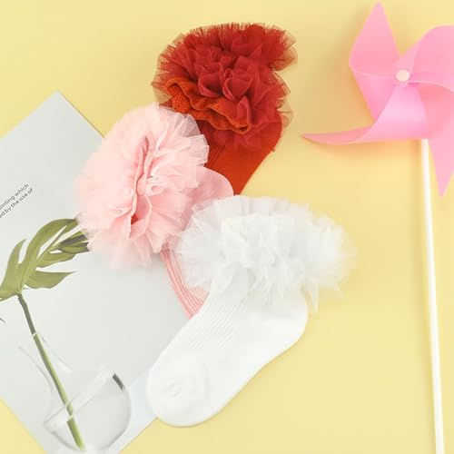 Kid Girls Cute Ruffle Lace Princess Dress Socks Casual Comfy Frilly Dance Ankle Sock4