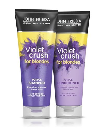 Shampooing correcteur de couleur violet John Frieda élimine les reflets jaunes des cheveux blonds