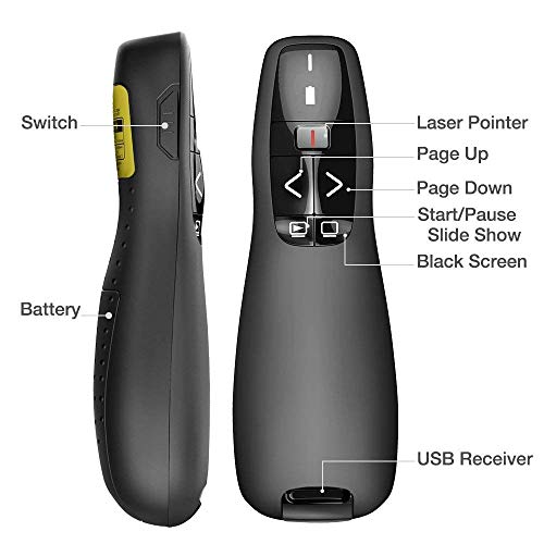 Image of SPIN CART Wireless Presenter Remote, 2.4GHz Wireless USB Presenter PowerPoint Remote PPT Clicker for Presentation