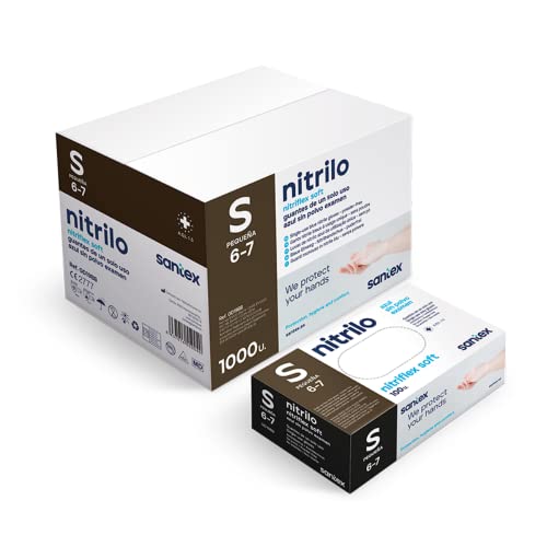 Santex Guantes de nitrilo sin polvo azul | Gama Nitriflex Soft | Guantes desechables de un solo uso | Sin látex | Caja de 100 unidades | Talla S (S)