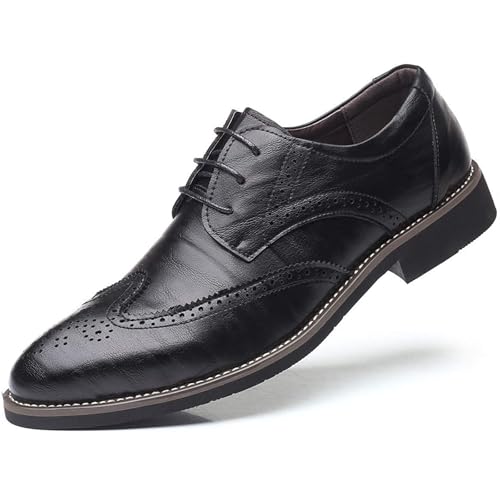 DADAWEN Chaussure Homme Ville Chaussures Oxfords pour Hommes à Lacets Classique pour Entreprise Officiel Noir 41