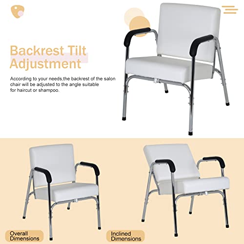 Borgeby Barber Chair Hair Salon Chair Auto Reclining Chair Tattoo Chair With Auto-Recline Seat Back, Height Adjustable, Heavy Duty Steel Frame Hair Salon Equipment For Hair Stylist(White) #TOP6