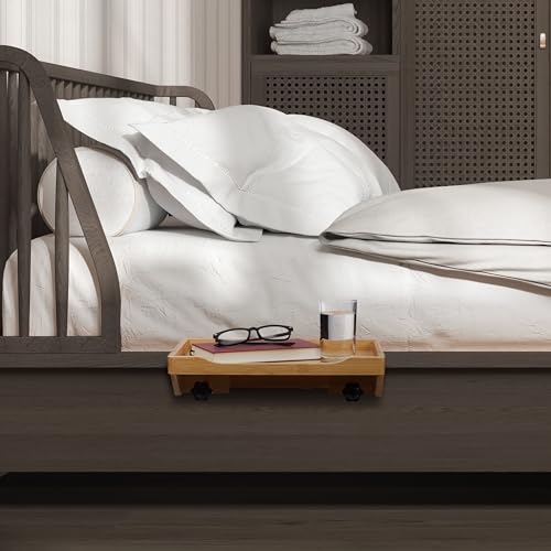 Tablette de lit en bambou véritable meuble de chevet suspendu élégant et robuste