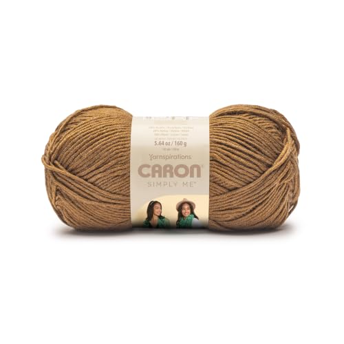 Image of Caron Simply Me, Soft Yarn for Crocheting, Caramel Heather, 2-Pack | #5 Bulky Yarn, 62% Acrylic 20% Nylon 18% Wool, Soft Yarn for Knitting, Crochet, Hobby Crafts, 197yd, 160g /5.64oz per skein