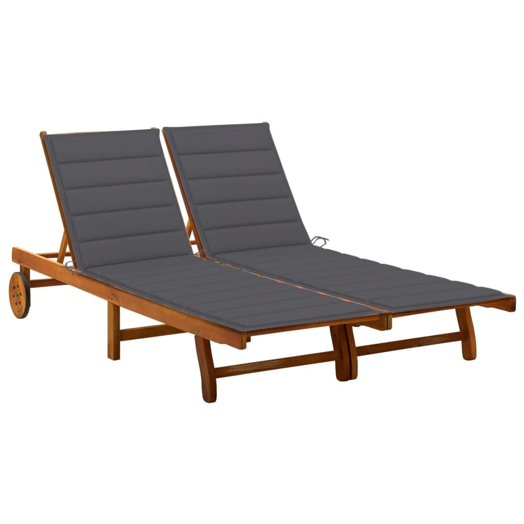 vidaXL Tumbona de Jardín 2 Personas y Cojines Silla Asiento Patio Terraza Balcón Exterior Piscina Playa Cama Plegable Madera Maciza de Acacia