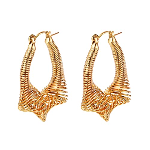 Ornaland Pendientes de Aro Golden Huggie Pendientes de Aro Stud Pendientes Perforados Personalizados para Mujer Regalo de Joyería