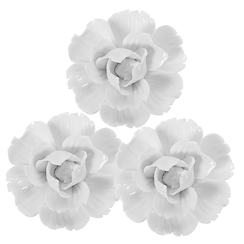 Goohochy F3QU17AL9LMVNF0272PE 3Pcs Flower Wall Hanging Peony Ceramic Wall Flower Decor 3D Wall Art Sculpture Ceramic Wall Sculpture Wall Decorations cover