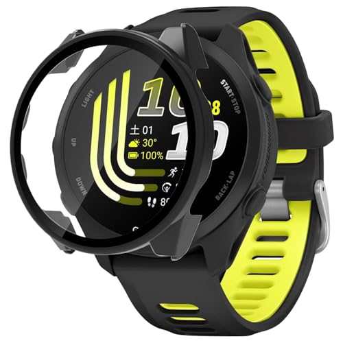 HVUYAL�P�[�X For GARMIN(�K�[�~��)�X�}�[�g�E�H�b�` Forerunner 170 Music Black/Amp Yellow ��p���v�P�[�X ��̌^ �����K���X �ی�J�o�[ �S�ʕی� 9H ��ʕی�t�B���� + PC �J�o�[ �����ȒP 