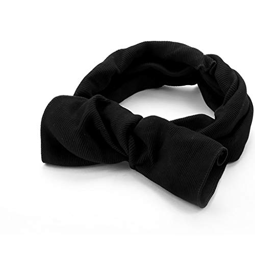 MHDGG 1PCS Headbands for Women Knot Headband Bow Headband Stretchy Hair Bands Wide Headbands for Women Hairband Hair Hoops Hair Accessories,Black