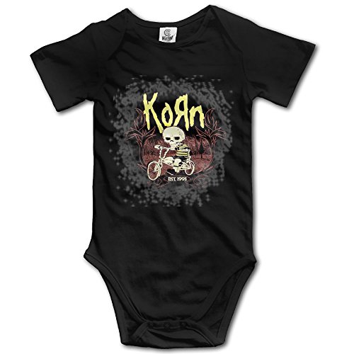 Image of Nzm Onesies Korn and Skull Baby Girls/Boys Short Sleeve Bodysuit Black
