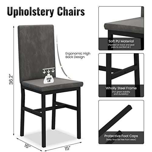 Tantohom Dining Table Set For 4, Compact Kitchen Table And Chairs For 4, 5 Pieces Faux Marble Dining Room Table Set With 4 Velvet Upholstery Chairs For Small Space, Living Room, Breakfast Nook, Gray #TOP7