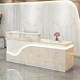 yurstcggh Bancone Reception con Barra Luminosa,Bancone di accoglienza,Reception Moderna,co...