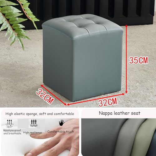 Banc Ottoman Carré en Similicuir | Solution Assise d'Appoint Stable 32x35cm - 3