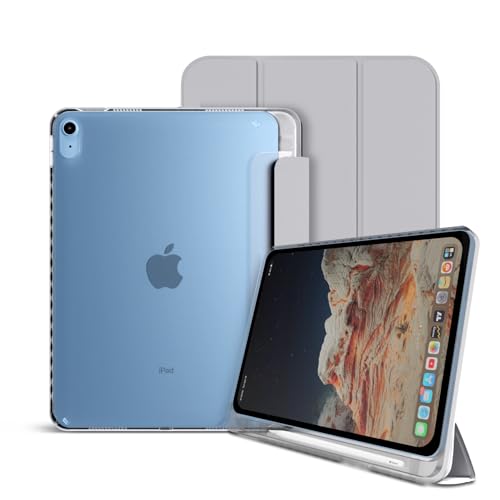 Image of GRIPP Ultra Transparent PC Back Case for iPad 10.9 inch (10th Generation, 2022), iPad 11 inch (A16, 2025), Trifold Stand, Pencil Holder, Auto Sleep /Wake - Grey