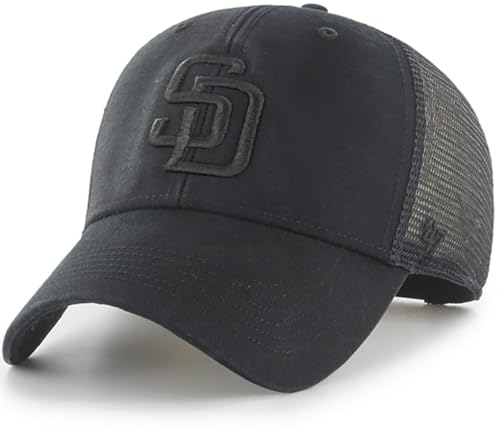 47 Brand MLB Unisex Black Team Logo Flagship MVP Mesh Trucker Adjustable Snapback Baseball Cap Adult One Size Fits All (US, Alpha, One Size, San Diego Padres, San Diego Padres)