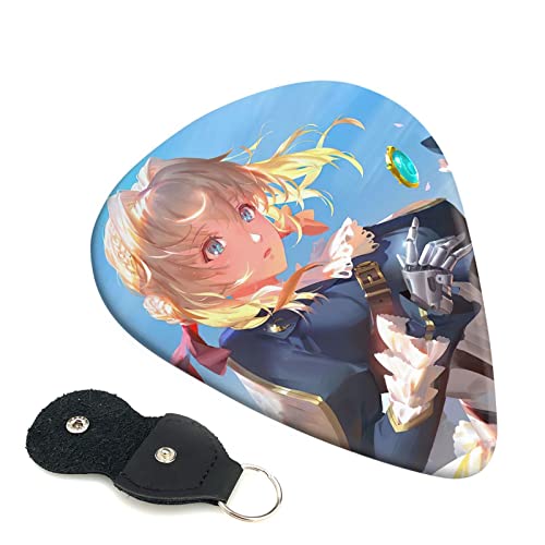 6枚セット ギターピック ヴァイオレット・エヴァーガーデン スタイリッシュ 3種厚さ0.46/0.71/0.96mm 6弦アコースティックギター、エレクトリックギター、ベース、バンジョー、マンドリン 6つのギターピックに適しています おにぎり型紛失防止 ギ