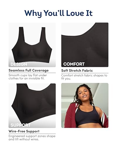 Image of Fruit of The Loom Women's 2-Pack Full Coverage Wireless Bra w / Built In Pads - All Day Comfort