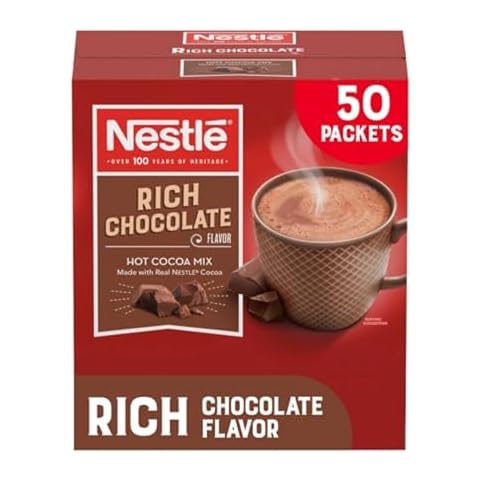 Nestle Hot Chocolate Packets, Hot Cocoa Mix, Rich Chocolate Flavor, Made with Real Cocoa, Bulk Pack, 0.71 oz Packet (50 Count) Cover