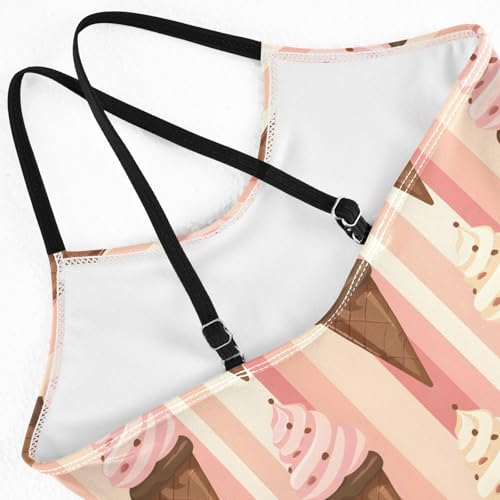ALAZA Striped Ice Cream Girls Swimsuit Bathing Suit Beach Swimwear One Piece 3-10T4