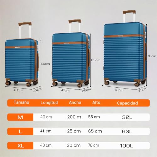 Miniatura 7 de Joyway Maletas De Viaje Cabina 55x40x20 Cm Abs Expandible Maleta Cabina, Equipaje De Mano Rígidas Duradero Con 4 Ruedas Y Cerradura Tsa
