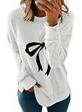 Dokotoo Women's Oversized Printed Sweatshirt Long Sleeve Christmas Tree Basic Pullover Tunic Shirts Tops Loose Fit Sweatshirts for Women 2026 Fashion Fall White X-Large