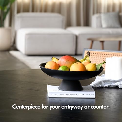 KIVY Concrete Fruit Bowl for Kitchen Counter - Large Decorative Bowl for Home Decor - Modern Key Bowl for Entryway Table - Pedestal Bowl - Decorative Bowls for Home Decor - Black Fruit Bowl Decor - Image 6