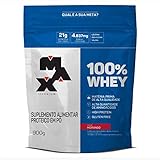100% Whey - 900G Refil Morango - Max Titanium, Max Titanium