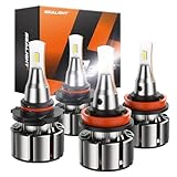 SEALIGHT 9005 H11 Bulbs Combo, 6000K Cool White, 72000LM, 9005/HB3 H11/H8/H9 Fog Bulbs with Silent Fan, Wider...