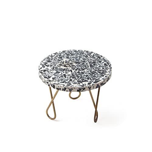Image of CASADECOR Rainbow Speckled Resin & Metal Pizza Cake Stand | 8-Inch Round Dessert Display & Serving Stand for Cakes, Pizza, Pastries & Table Decor (Multicolor, Pack of 1)