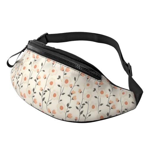 Riñonera De Marcha con Agujero De Auriculares Bolso De Cintura Estampado Floral Minimalista Multifuncional Riñoneras Viaje para Correr Aptitud Viajar 14X35Cm